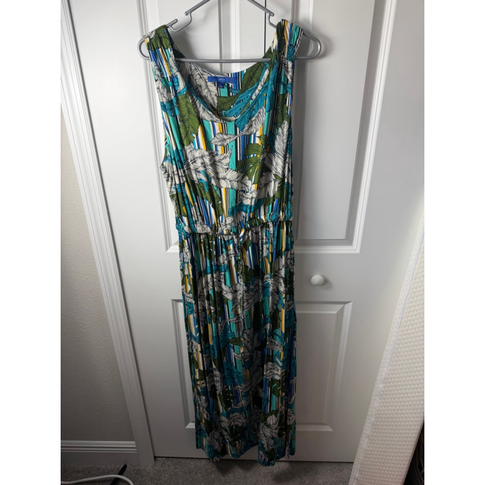 Apt. 9 Green & Blue Tropical Maxi Dress, Size L